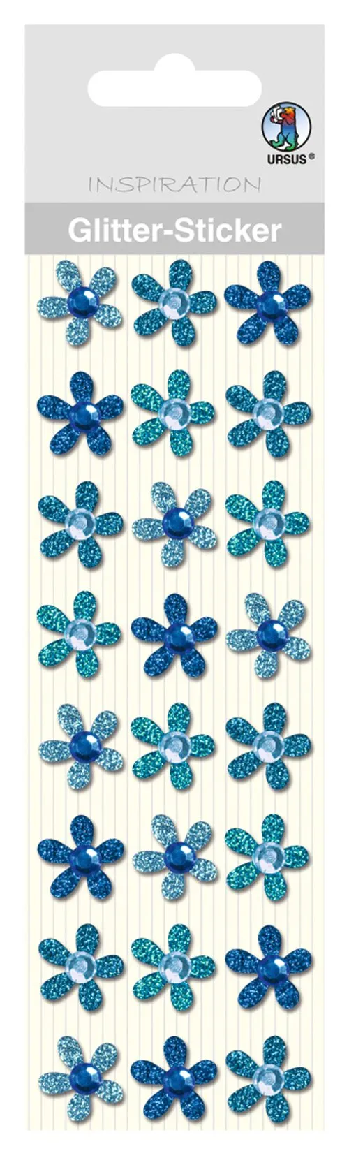 ursus-75000006-glitter-sticker-bl-ten-blau-24-st-ck-selbstklebend-mit-strass image 1