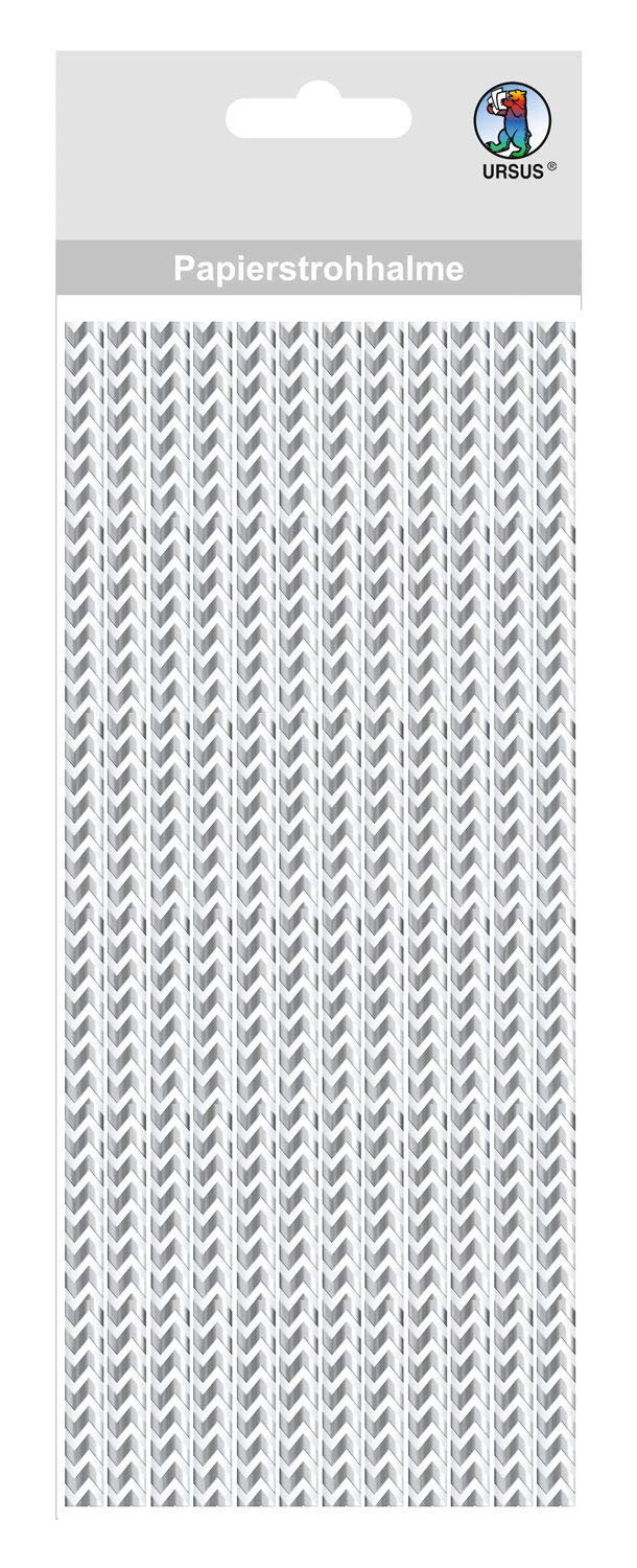 ursus-56850008-papierstrohhalme-mit-chevron-silber-gr-e-s-19-5-cm-24-st-ck-mit-f image 1