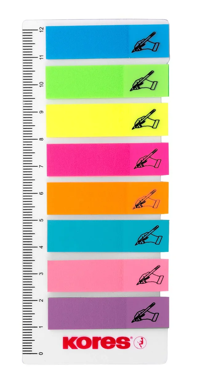 kores-register-haftindexstreifen-auf-lineal-12-x-45-mm-8-farben-x-25-blatt image 1