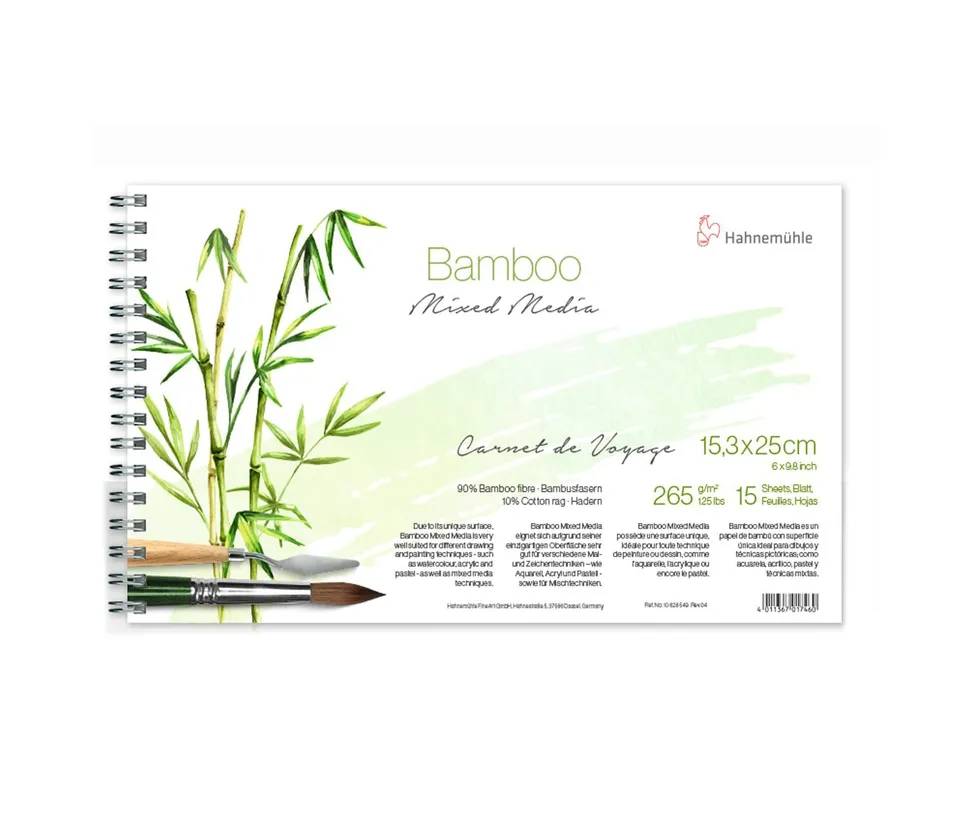 hahnem-hle-bamboo-mixed-media-carnet-de-voyage-15-3x25-cm-265-g-m-15-blatt image 1