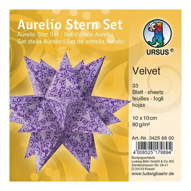 ursus-34256800-faltbl-tter-aurelio-stern-velvet-lila-rosa-10x10-cm-80g-33-blatt image 1