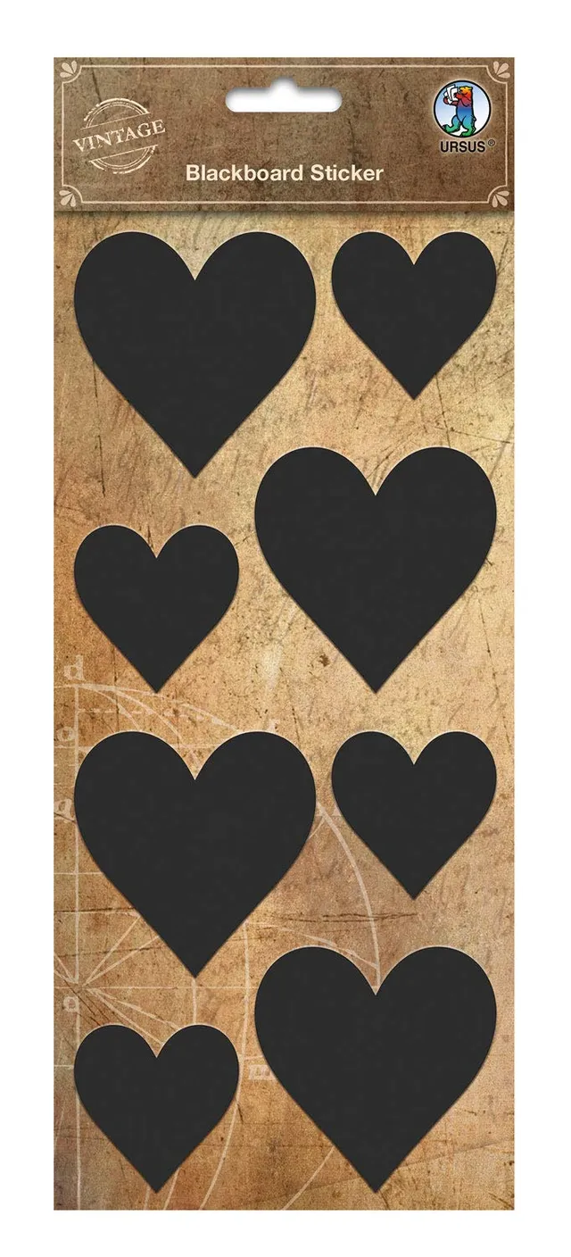 ursus-41010001-blackboard-sticker-herz-matt-schwarz-beschreibbar-2-bogen-12-x-36 image 1