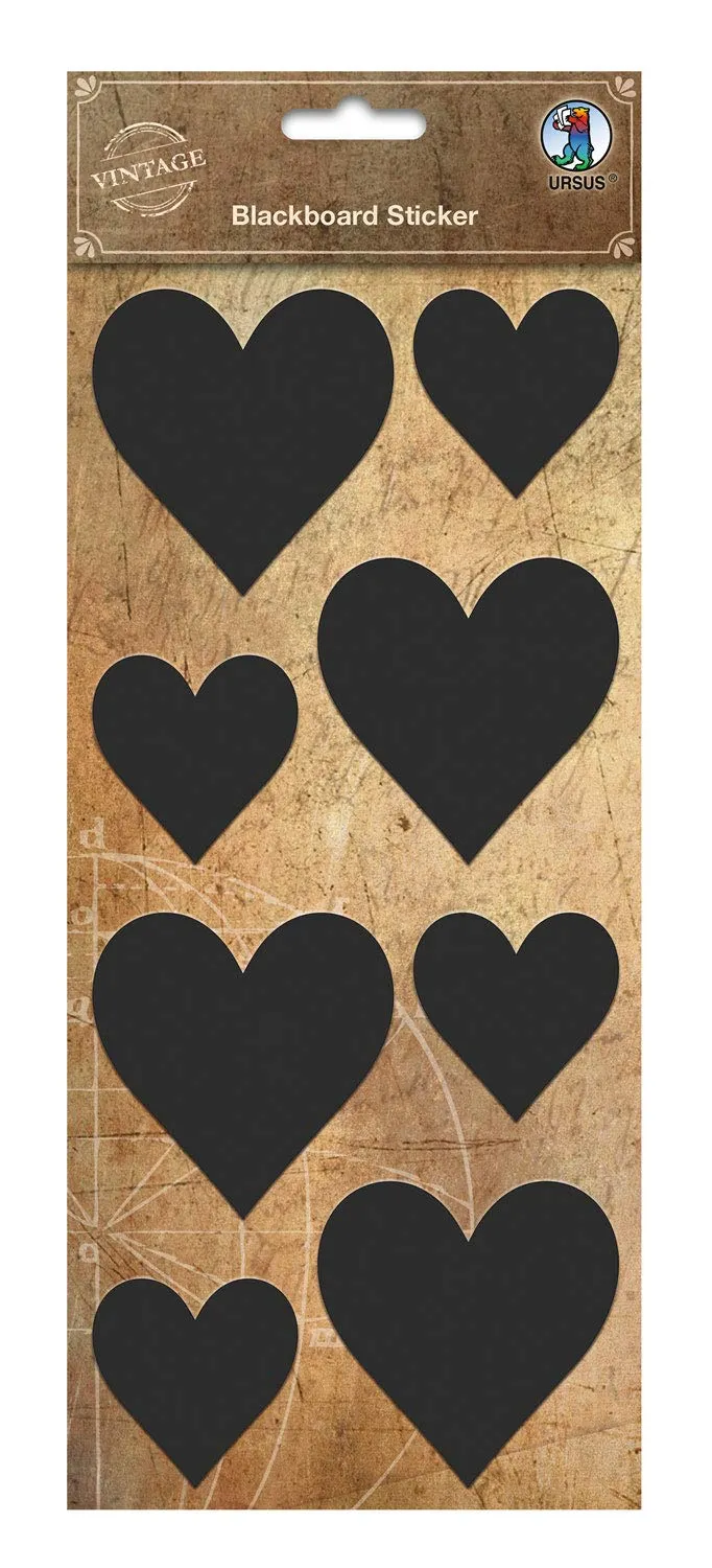 ursus-41010001-blackboard-sticker-herz-matt-schwarz-beschreibbar-2-bogen-12-x-36 image 1