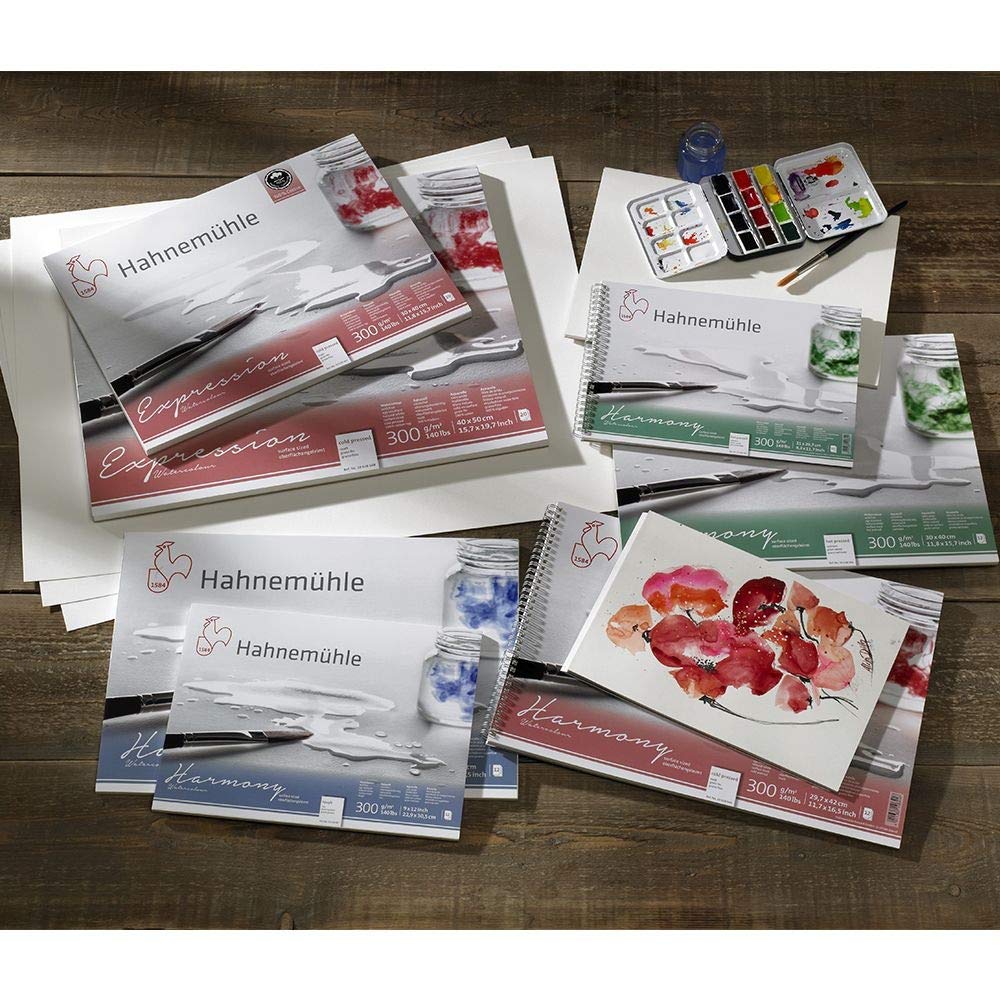 hahnem-hle-harmony-rough-aquarellpapier-30-x-40-cm-300-g-m-naturwei-12-blatt image 4