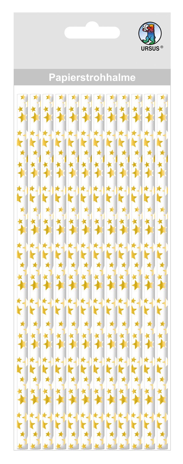 ursus-papierstrohhalme-sterne-56850011-gold-s-24-st-ck-19-5-cm image 1