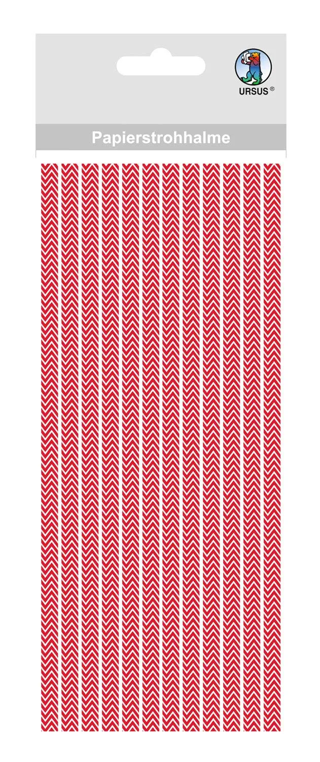 ursus-papierstrohhalme-mit-chevron-rot-gr-e-s-19-5-cm-x-0-6-cm-24-st-ck image 1