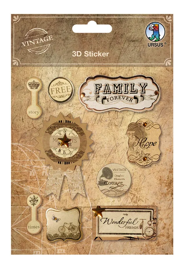 ursus-40540002-3d-sticker-family-vintage-selbstklebend image 1