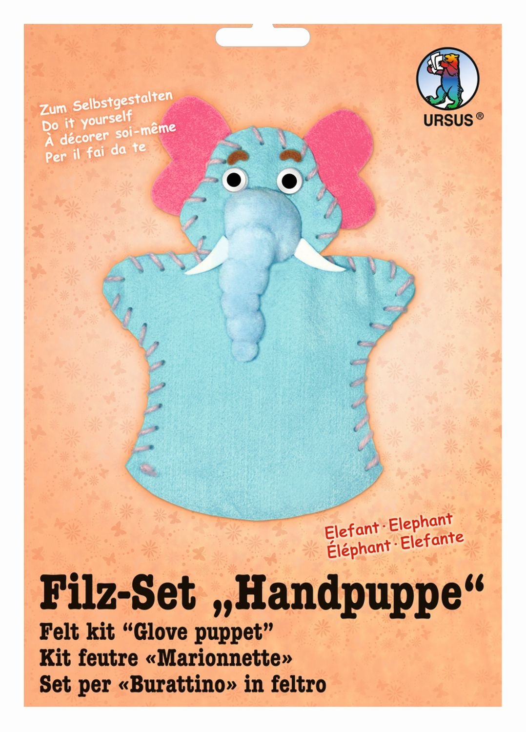 ursus-39560008-filzset-handpuppe-elefant-ca-20-cm-zum-selbstbasteln-und-n-hen image 1