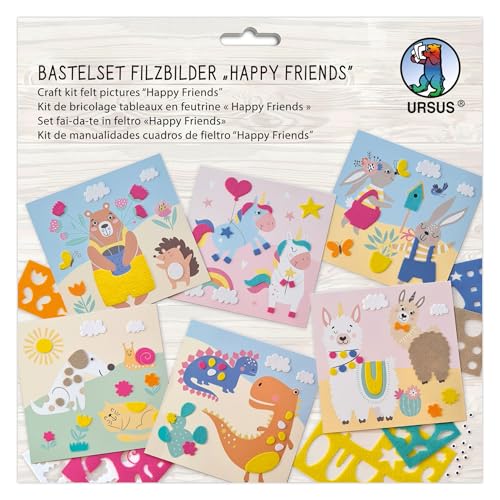 ursus-bastelset-filzbilder-happy-friends-8800001f-6-motivkarten-20-x-20-cm-mit-f image 8