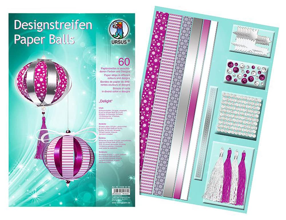 ursus-paper-balls-amelie-bastelset-f-r-8-kugeln-ca-10-cm-60-designstreifen image 3