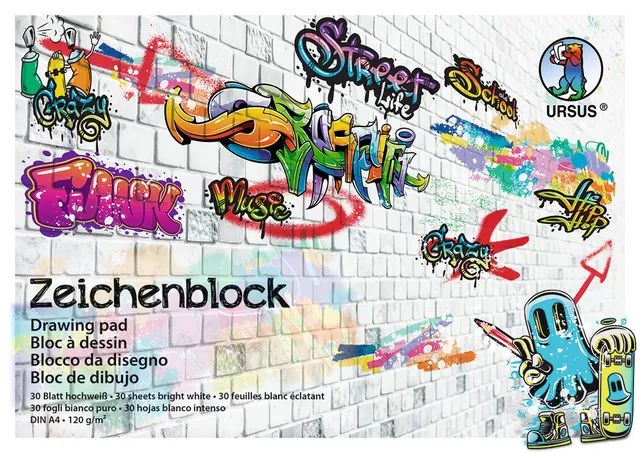 ursus-4864600-zeichenblock-street-art-din-a4-120-g-qm-30-blatt-hochwei image 1