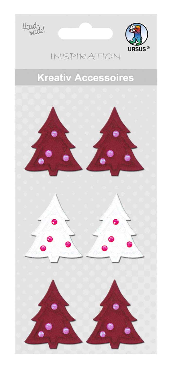 ursus-56400062-kreativ-accessoires-weihnachtsb-ume-sticker-rot-wei-6-st-ck image 1