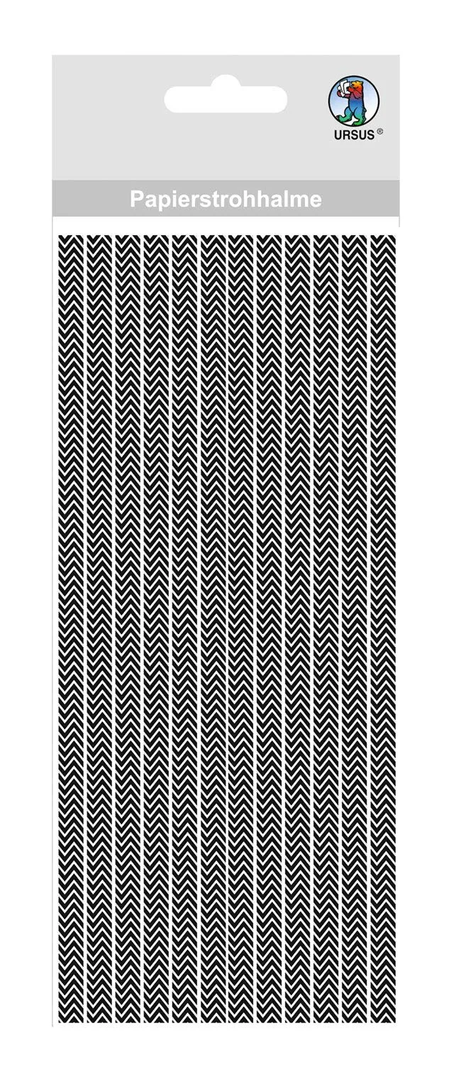 ursus-56760021-papierstrohhalme-mit-chevron-schwarz-gr-e-m-19-5-cm-16-st-ck image 1