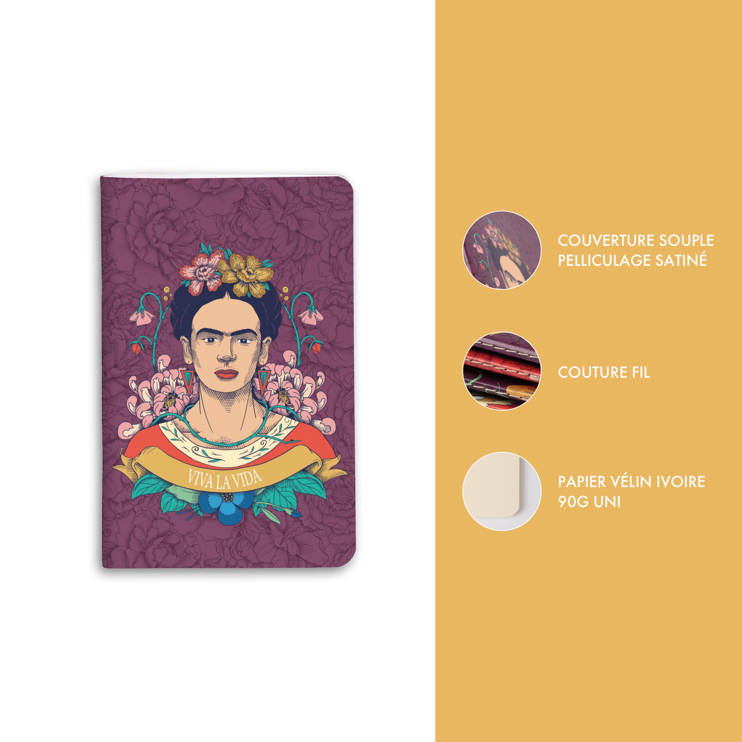 clairefontaine-116210c-notizheft-kladde-frida-kahlo-7-5x12cm-blanko image 3