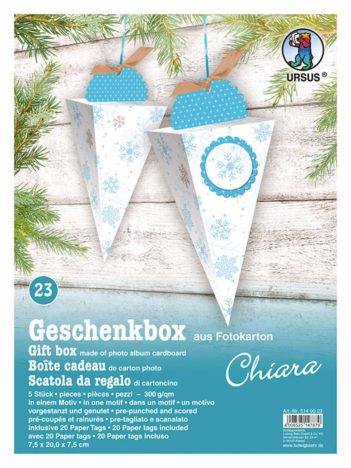 ursus-5140023-geschenkbox-chiara-schneestern-blau-5-geschenkboxen-aus-fotokarton image 1