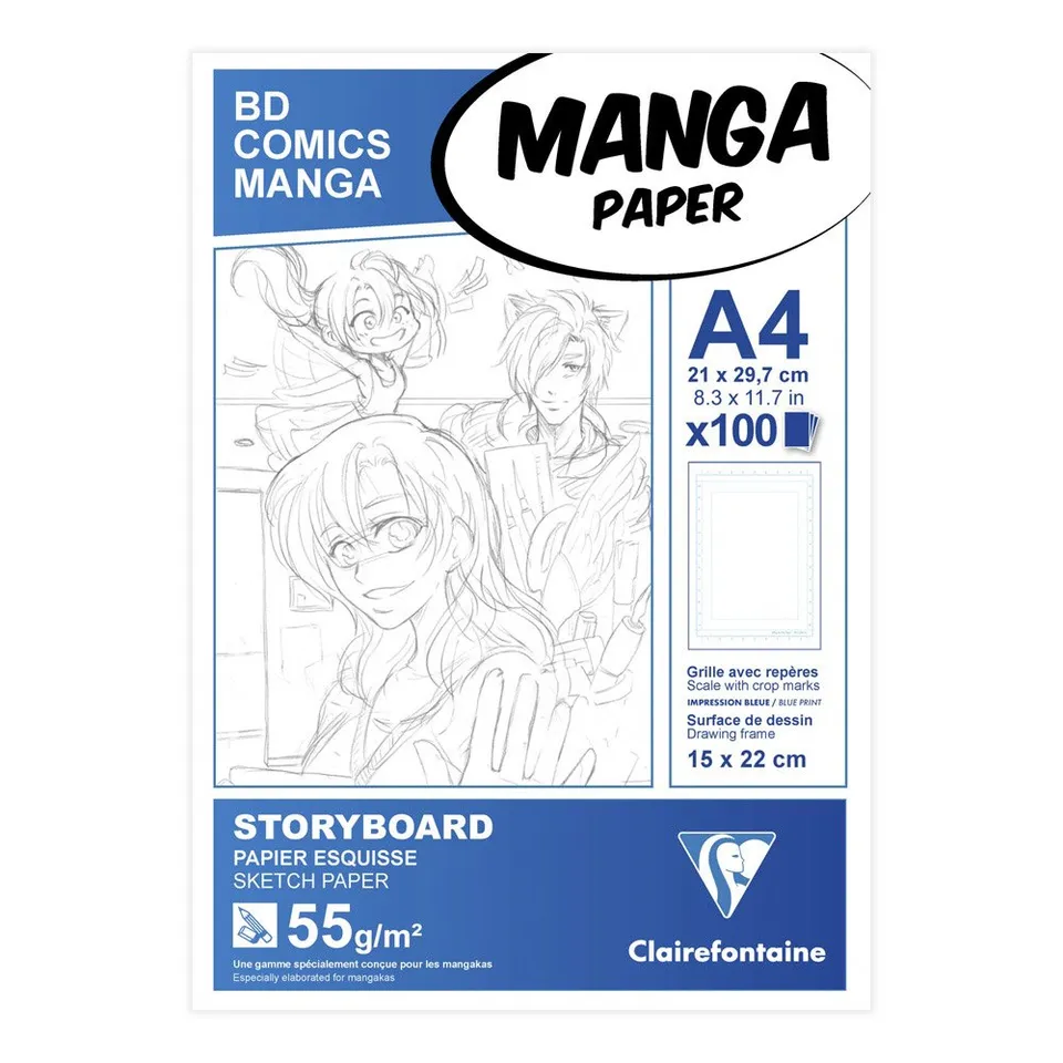 clairefontaine-94037c-manga-block-storyboard-din-a4-100-blatt-55-g-wei image 1