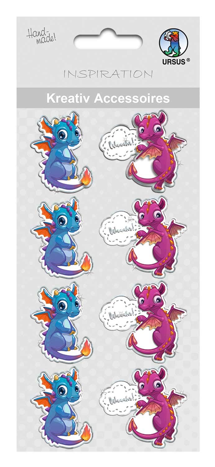 ursus-564000357f-kreativ-accessoires-2-selbstklebend-drache-8-st-ck image 1