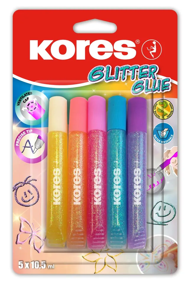 kores-pastell-glitzerkleberstifte-5-x-10-5-ml-mit-pr-zisionsspitze-gelb-set image 1