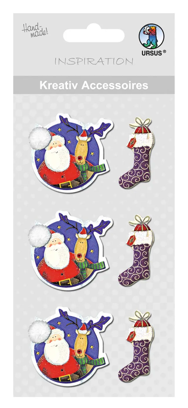 ursus-kreativ-accessoires-weihnachtsmann-und-stiefel-selbstklebende-sticker-6-st image 1