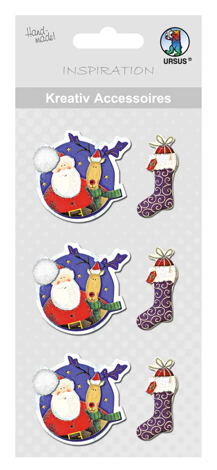 ursus-kreativ-accessoires-weihnachtsmann-und-stiefel-selbstklebende-sticker-6-st image 1