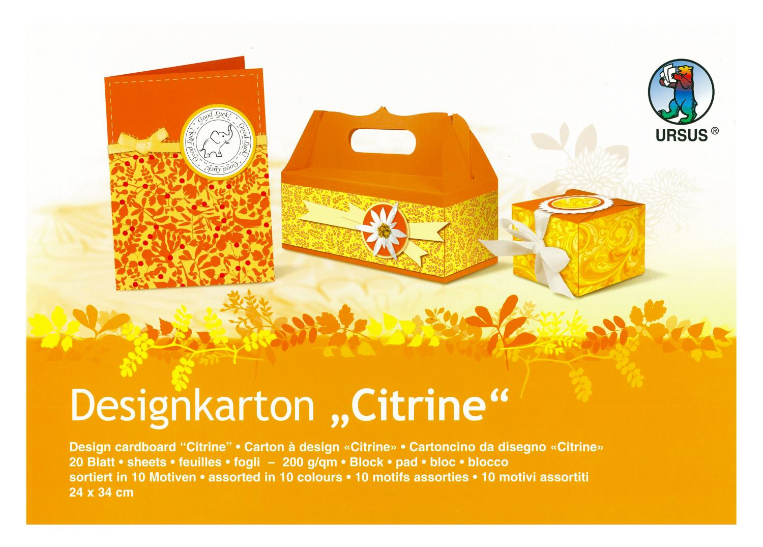 ursus-22610099-designkarton-citrine-24x34cm-200g-20-blatt image 1