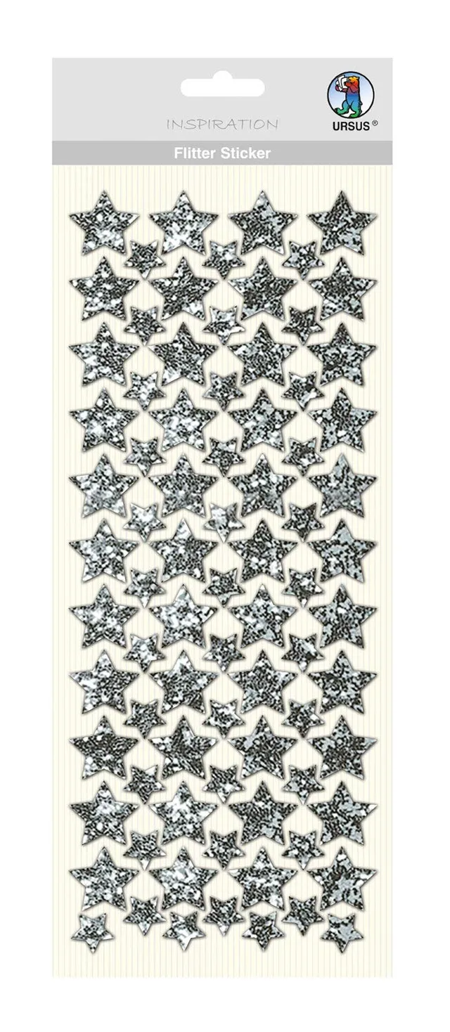 ursus-flitter-sticker-stern-silber-12-x-29-cm-selbstklebende-folienstoff-sticker image 1