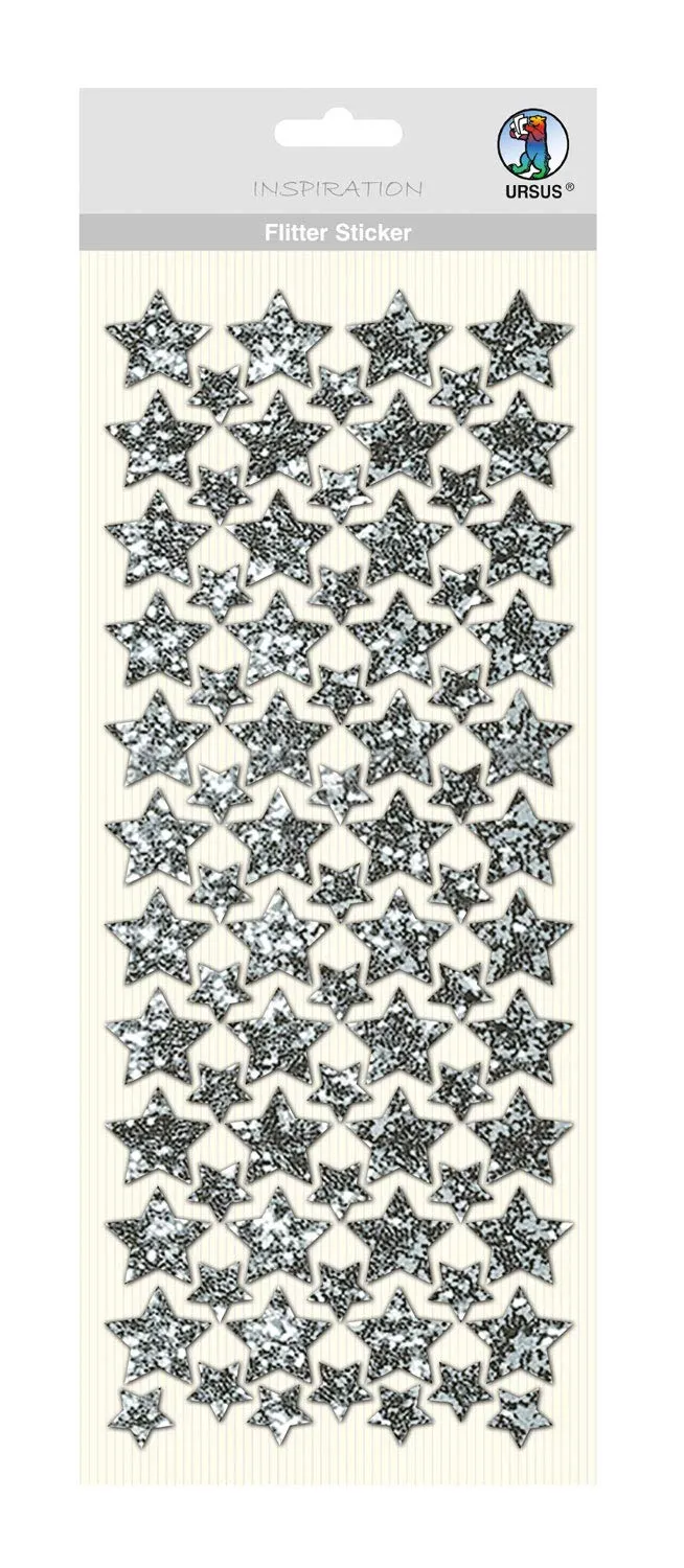 ursus-flitter-sticker-stern-silber-12-x-29-cm-selbstklebende-folienstoff-sticker image 1