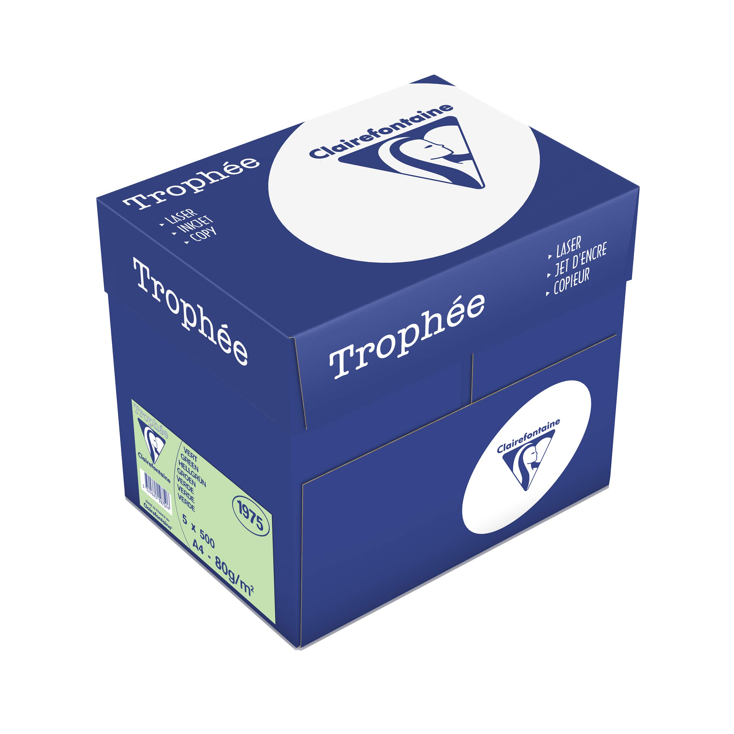 clairefontaine-1975c-troph-e-karton-pastell-druckerpapier-din-a4-80g-gr-n-5-x-50 image 1
