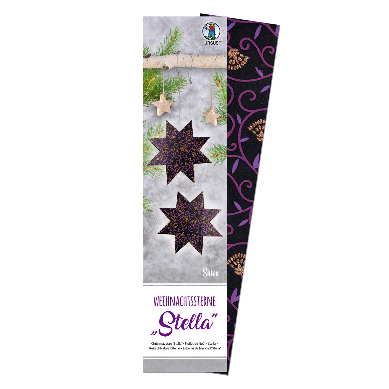 ursus-weihnachtsstern-stella-shiva-faltstern-set-schwarz-lila-kupfer image 1