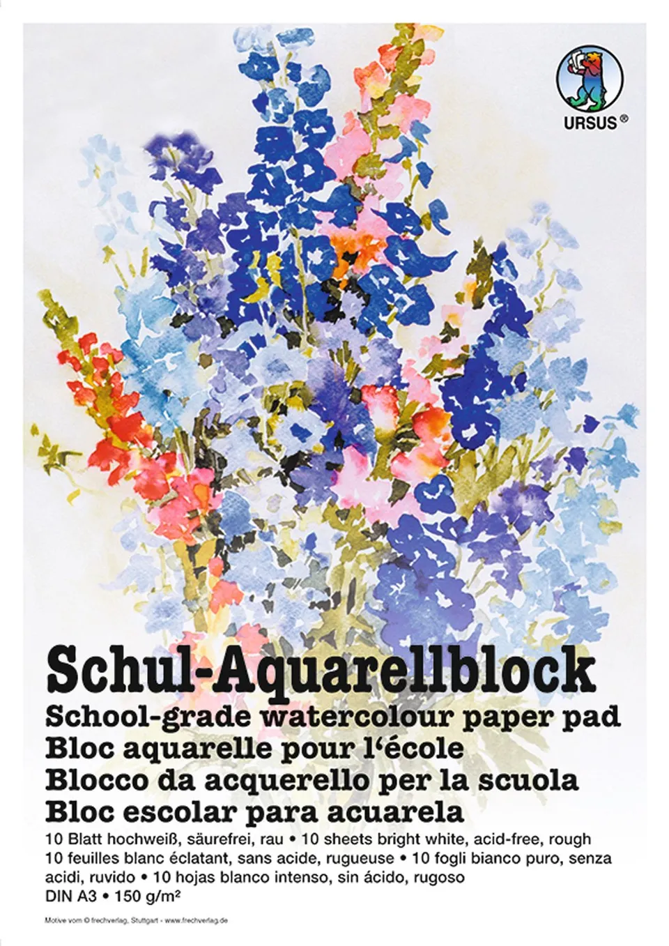 ursus-7004000-schul-aquarellblock-din-a3-hochwei-10-blatt-150-g-qm image 1