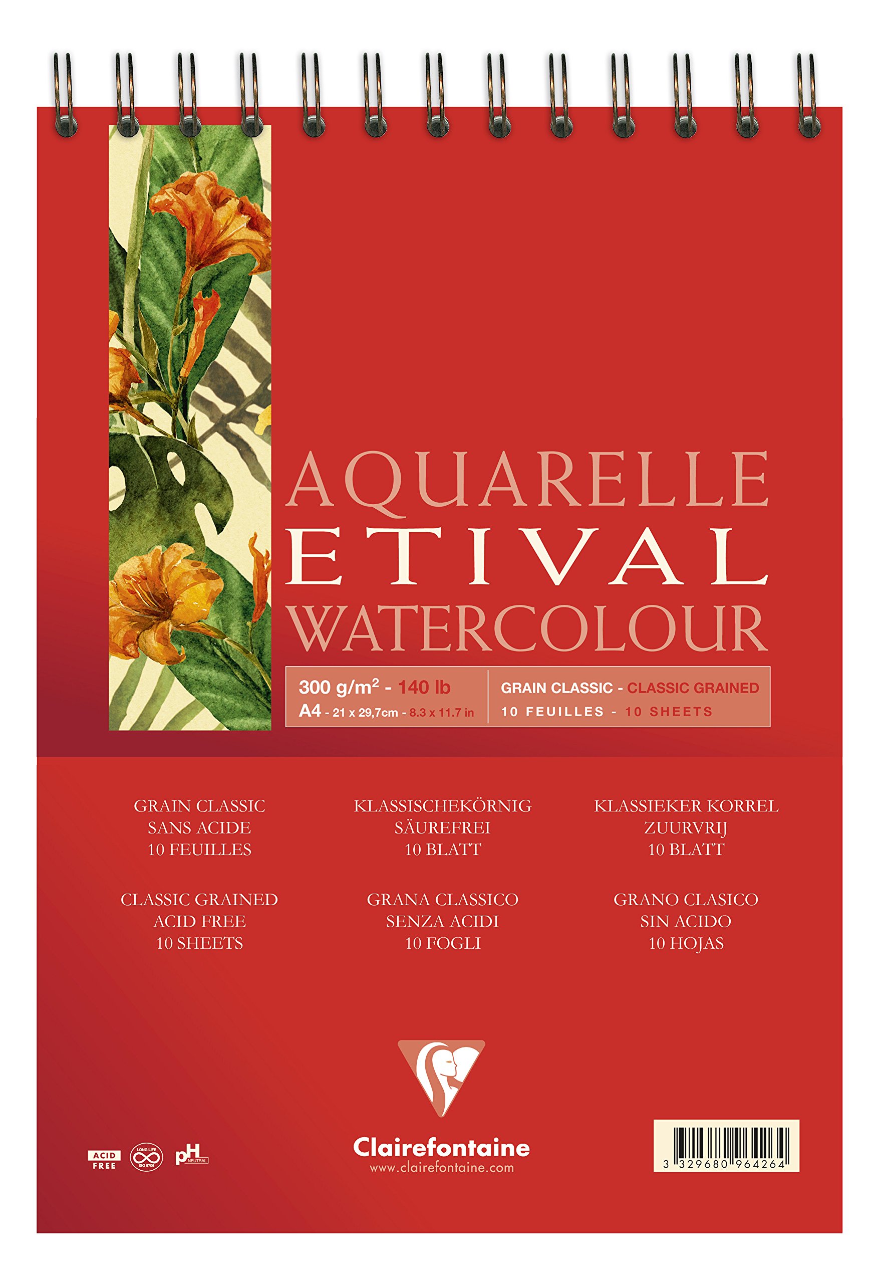 clairefontaine-etival-aquarellblock-a2-300g-10-blatt-wei-spiralbindung image 1