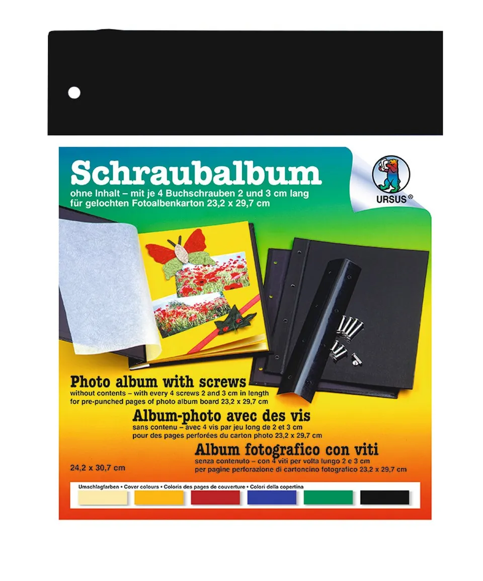 ursus-25400090-schraubalbum-schwarz-24-2-x-30-7-cm-mit-4-buchschrauben image 1