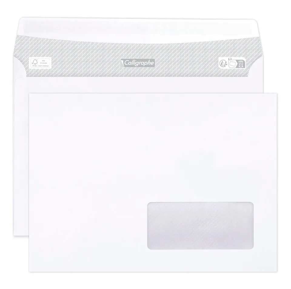 calligraphe-698c-umschl-ge-c5-162x229-mm-selbstklebend-80g-mit-fenster-karton-mi image 1