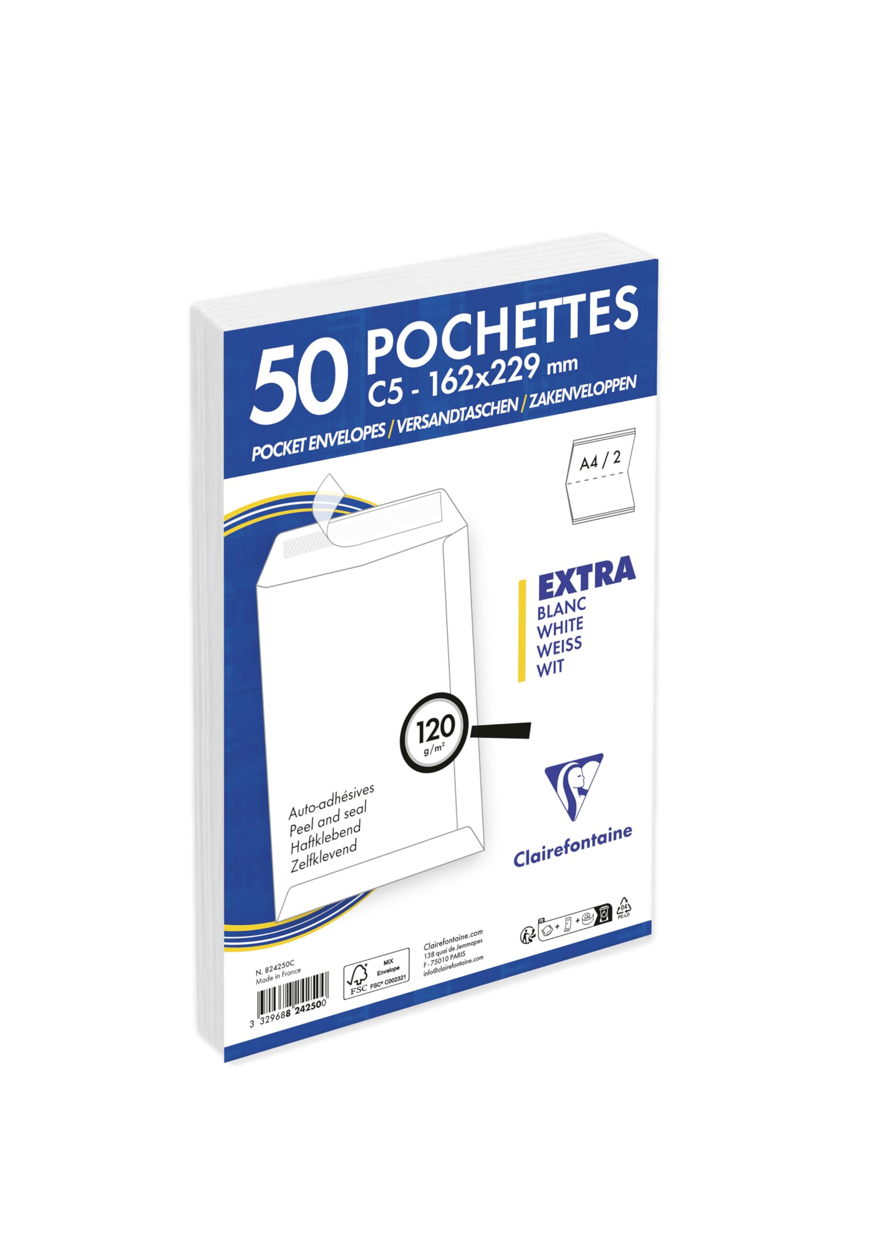 clairefontaine-825015c-versandtaschen-c4-229x324-mm-wei-selbstklebend-120g-15-st image 7