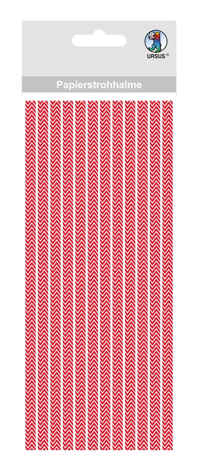 ursus-papierstrohhalme-mit-chevron-rot-gr-e-s-19-5-cm-x-0-6-cm-24-st-ck image 1