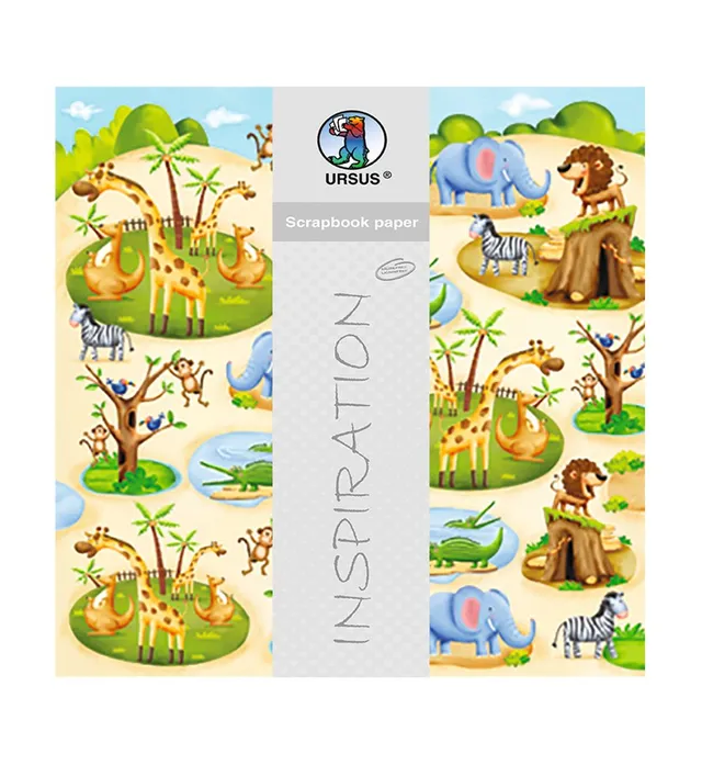 ursus-703000186-premium-glitter-scrapbook-paper-zoo-30-5-x-30-5-cm-5-blatt image 1