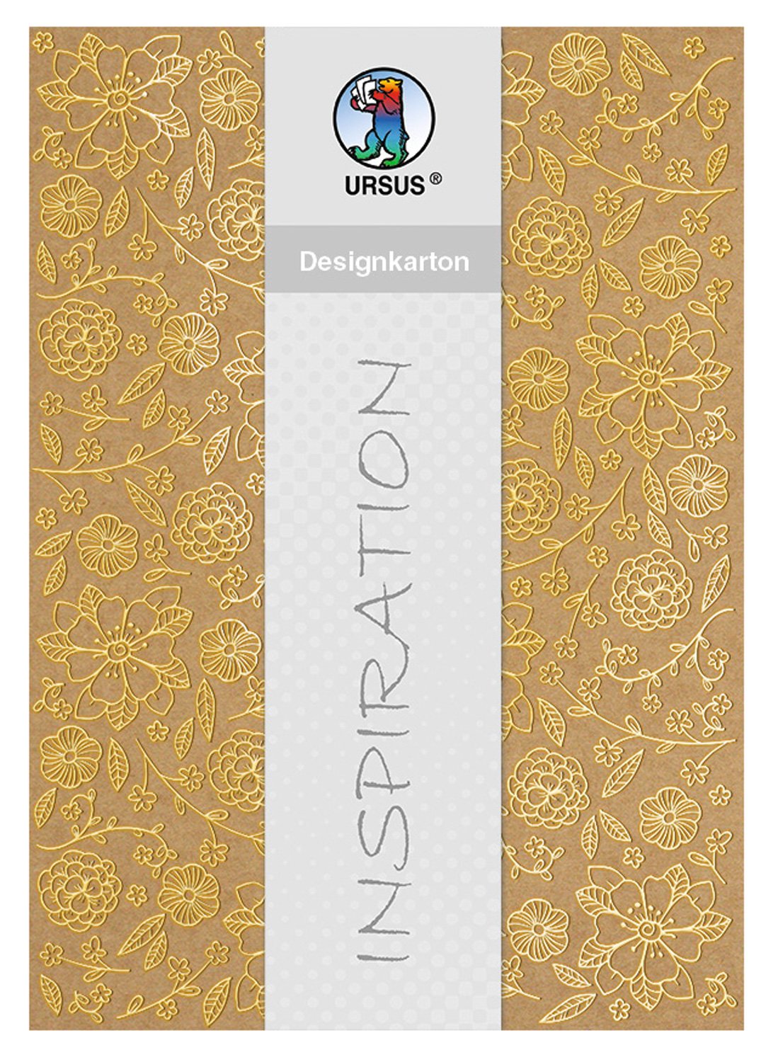 ursus-62384601f-selection-designkarton-blumen-gold-din-a4-250-g-qm-25-blatt image 1