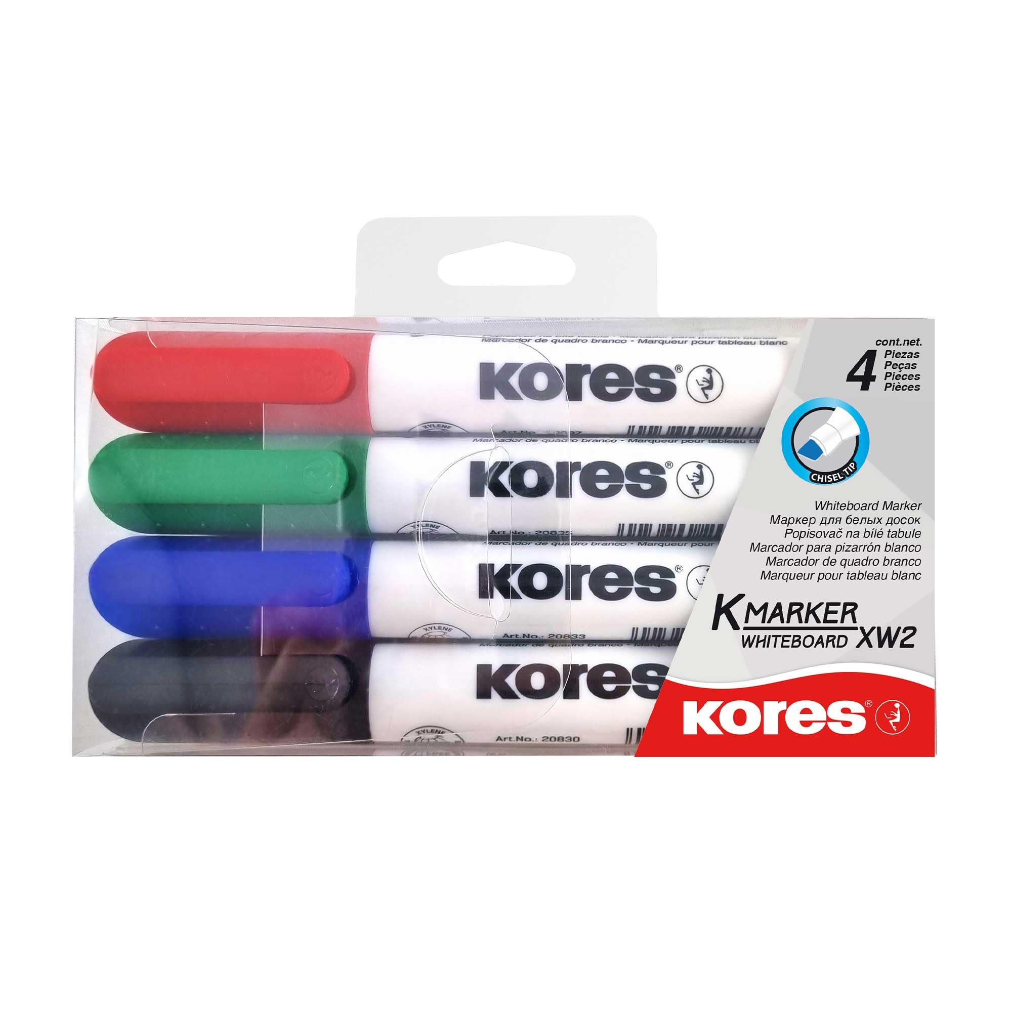 kores-k-marker-xw2-whiteboard-marker-keilspitze-4er-set-sortiert image 2