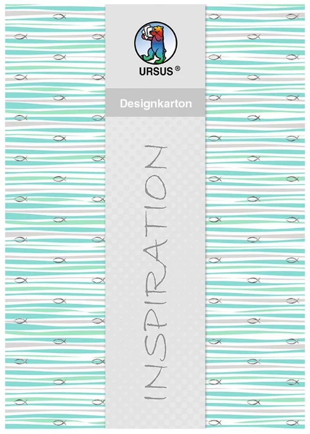 ursus-designkarton-jesus-aqua-streifen-din-a4-200-g-qm-5-blatt-silberveredelt image 1