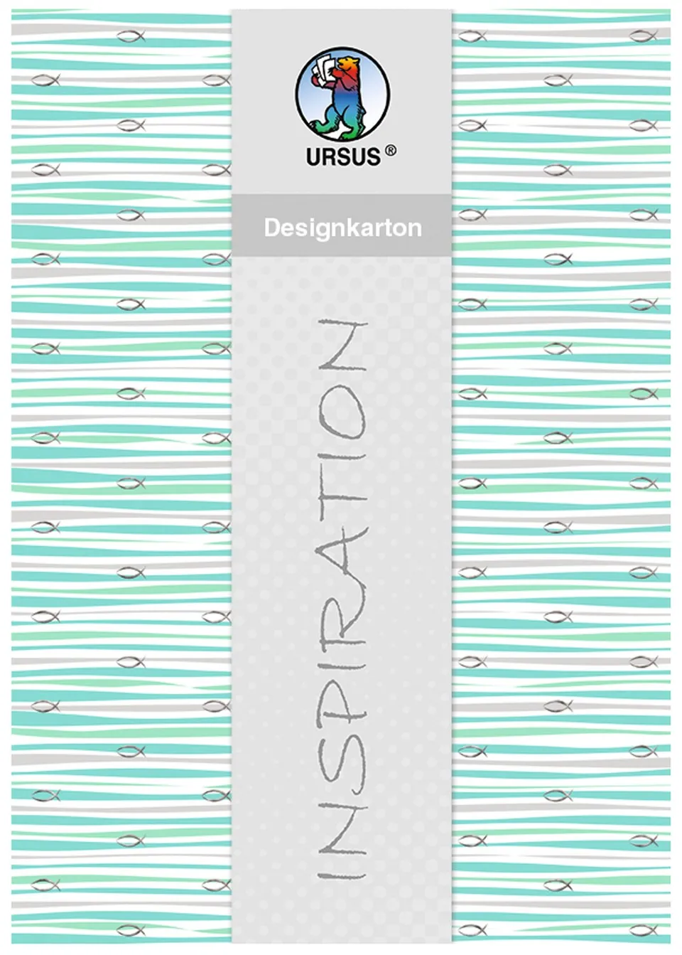 ursus-designkarton-jesus-aqua-streifen-din-a4-200-g-qm-5-blatt-silberveredelt image 1