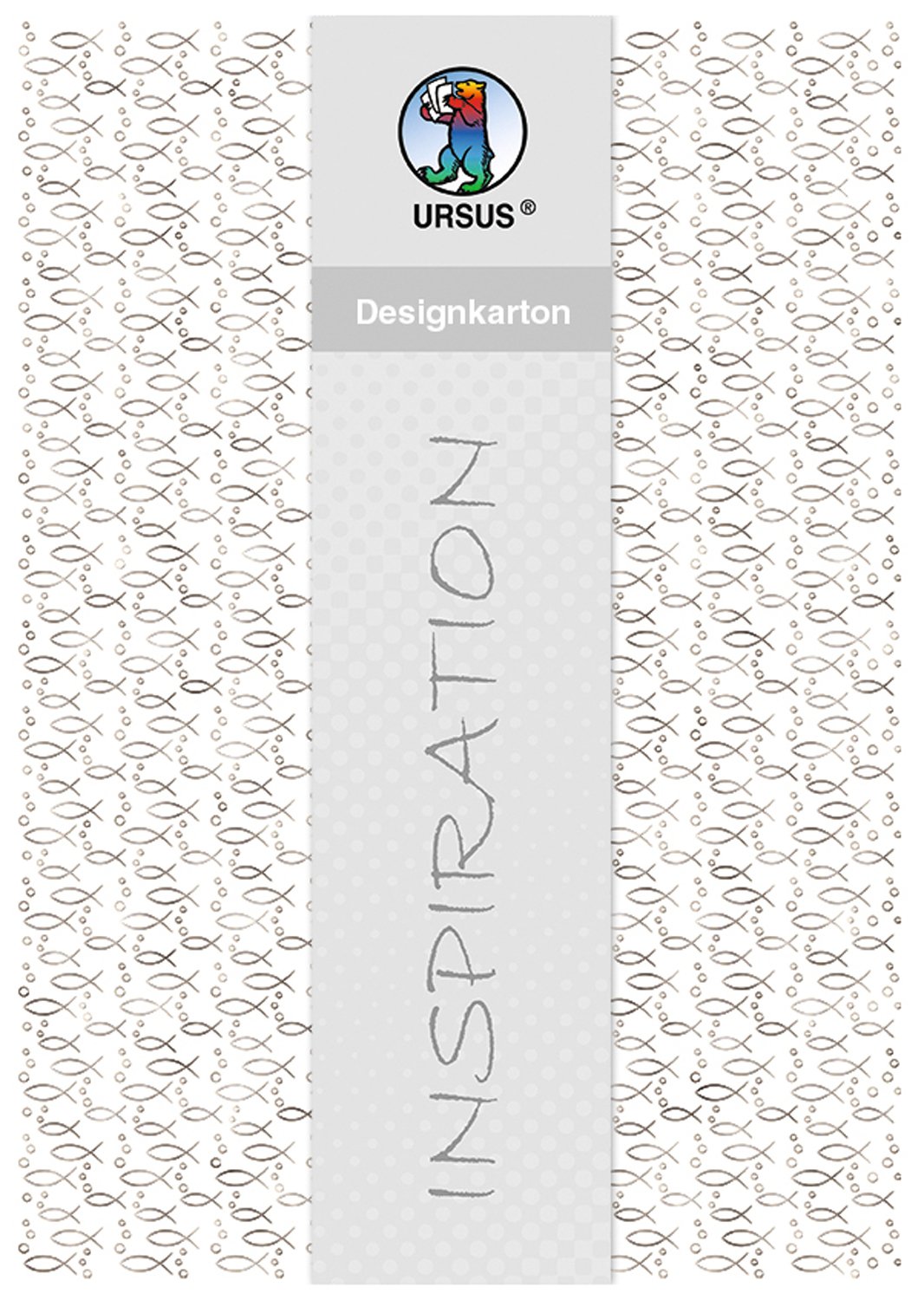 ursus-designkarton-200-g-qm-din-a4-fische-wei-silber-5-blatt image 1