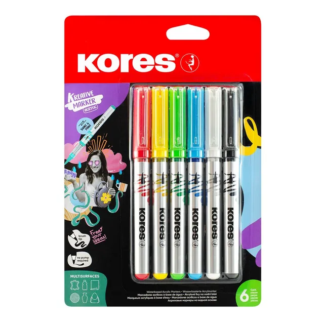 kores-kreative-acryl-marker-pinselspitze-6-st-ck-im-blister image 1