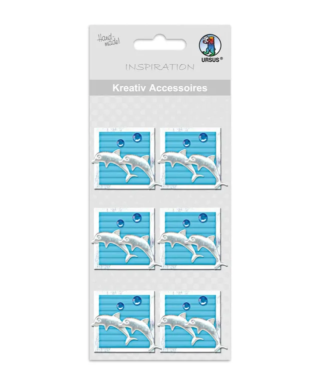 ursus-564000119-kreativ-accessoires-delfine-silber-blau-6-st-ck-selbstklebend image 1
