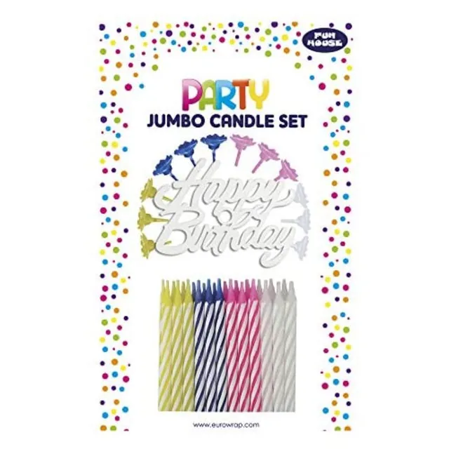 clairefontaine-eurowrap-12636-gc-geburtstagskerzen-set-24-kerzen-12-halter-happy image 1