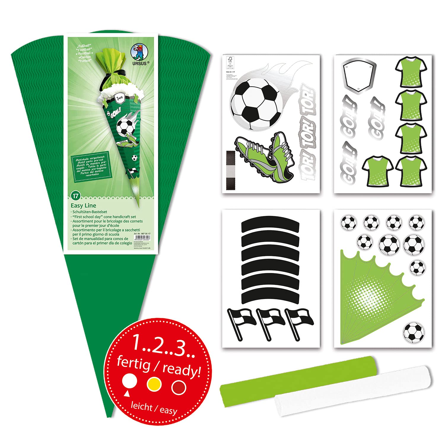ursus-easy-line-bastelset-schult-te-fu-ball-68-cm-6-eckig-260-g-m image 3