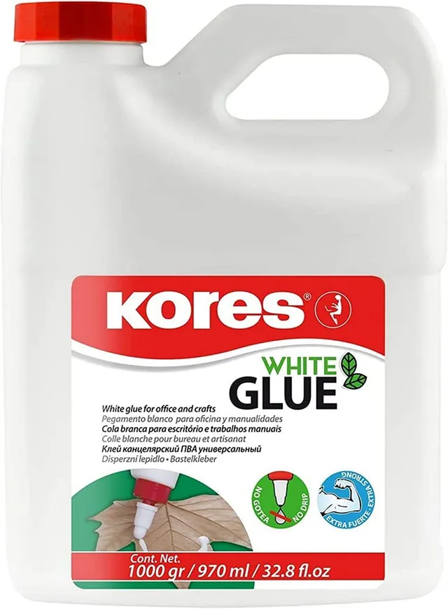 kores-wei-er-fl-ssiger-bastelkleber-1000-ml-extra-stark-auswaschbar image 1