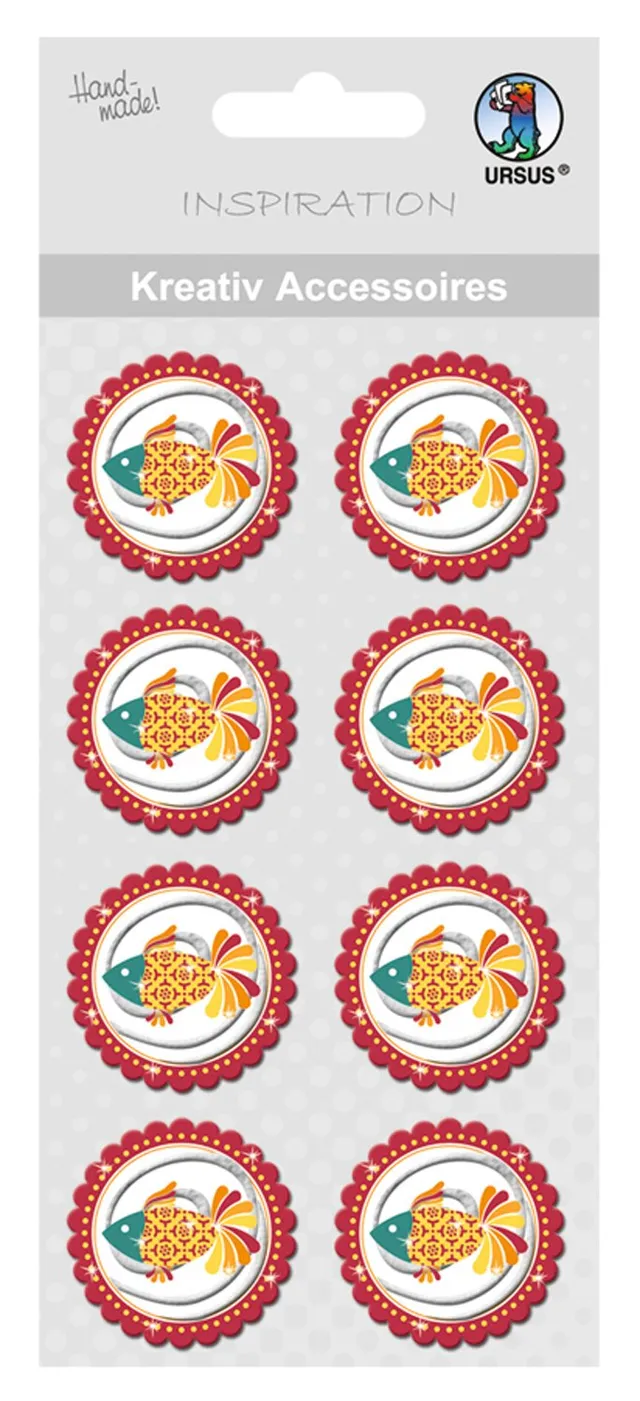 ursus-564000283-kreativ-accessoires-fische-sticker-selbstklebend-rot-orange-8-st image 1