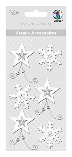 ursus-564000169-kreativ-accessoires-stern-wei-silber-6-st-ck-selbstklebend-deko- image 3