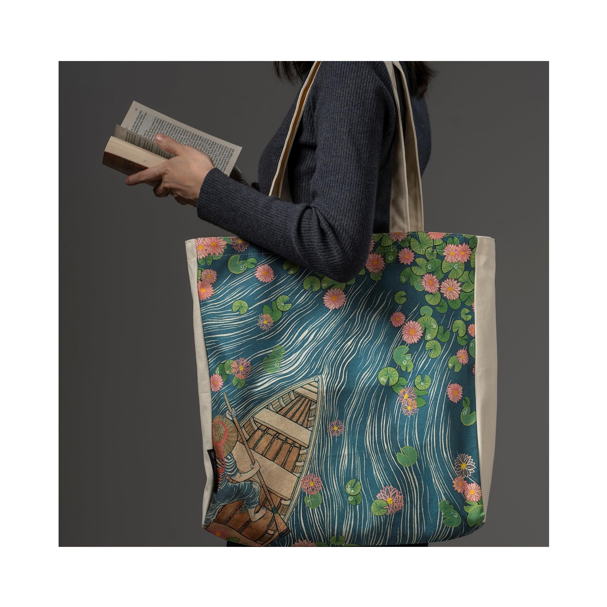 paperblanks-living-with-yuko-lotus-river-canvas-bag image 3