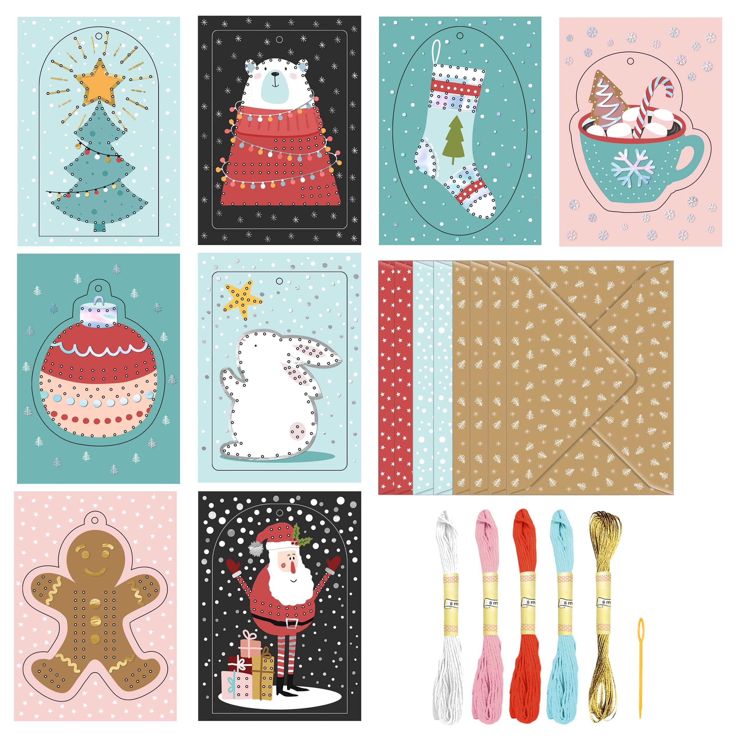 ursus-stickkarten-set-weihnachten-a6-8-gru-karten-umschl-ge-garn image 7